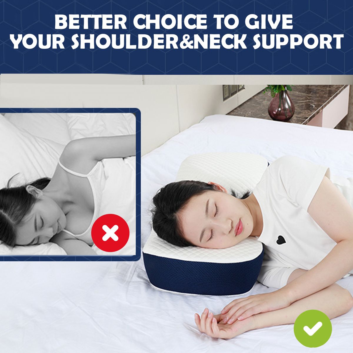 Contour Memory Foam Pillow With Washable Silk-Pillowcase