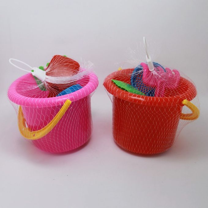DM 4pcs Mini Beach Toys Set Bucket Shovel Rake Sand Play For Kids-random
