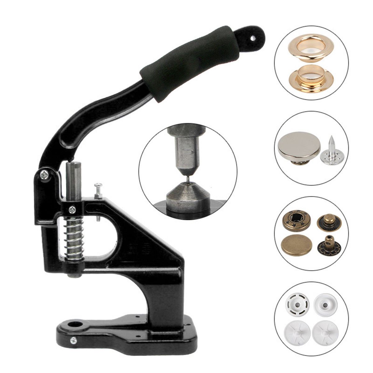 Grommet Eyelet Machine Hand Snap Button Press Tool For Rivet Black