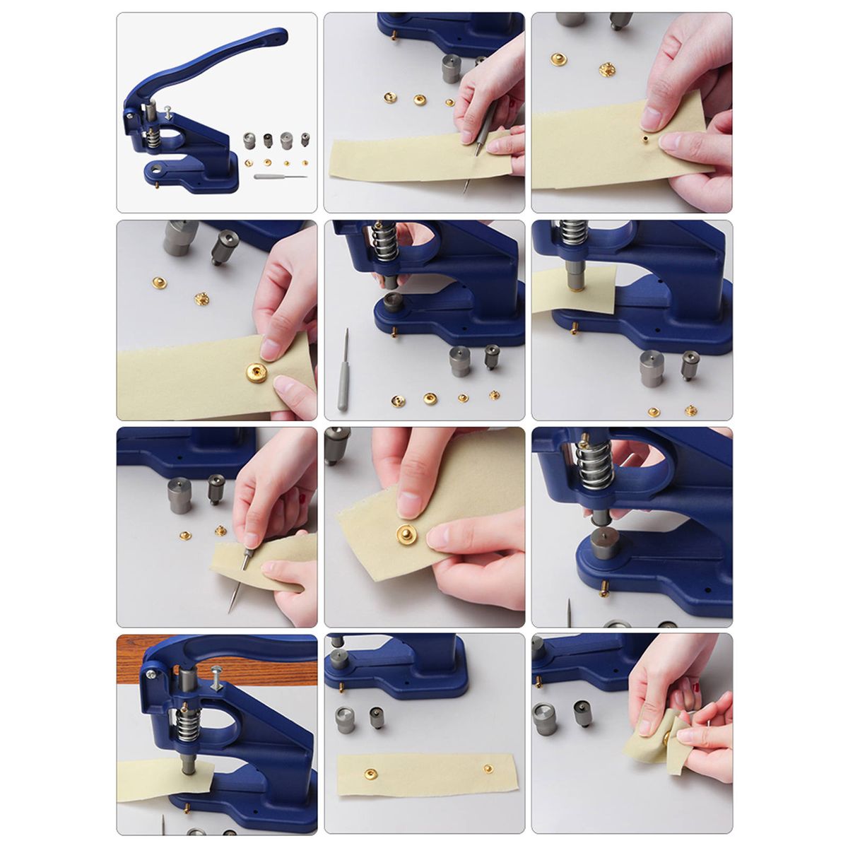 Grommet Eyelet Machine Hand Snap Button Press Tool For Rivet Black