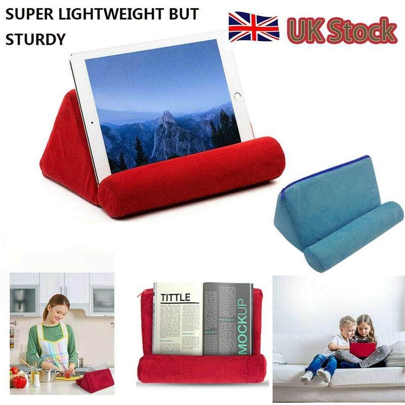 Tablet Pillow Holder Stand Foam Book Rest Reading Bed Cushion For IPad Blue