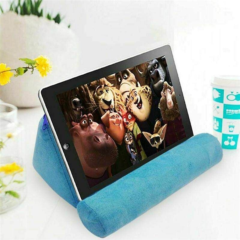 Tablet Pillow Holder Stand Foam Book Rest Reading Bed Cushion For IPad Blue
