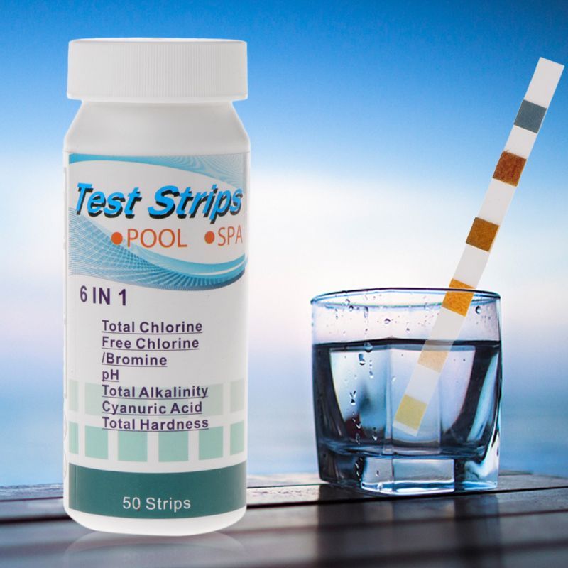 50 Strips 6 In 1 Water Quality Test Strips Pond Test Paper Chlorine PH Alkalinity Water Hardness Meter For Swimming Pool