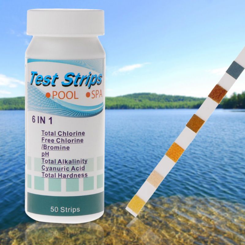 50 Strips 6 In 1 Water Quality Test Strips Pond Test Paper Chlorine PH Alkalinity Water Hardness Meter For Swimming Pool