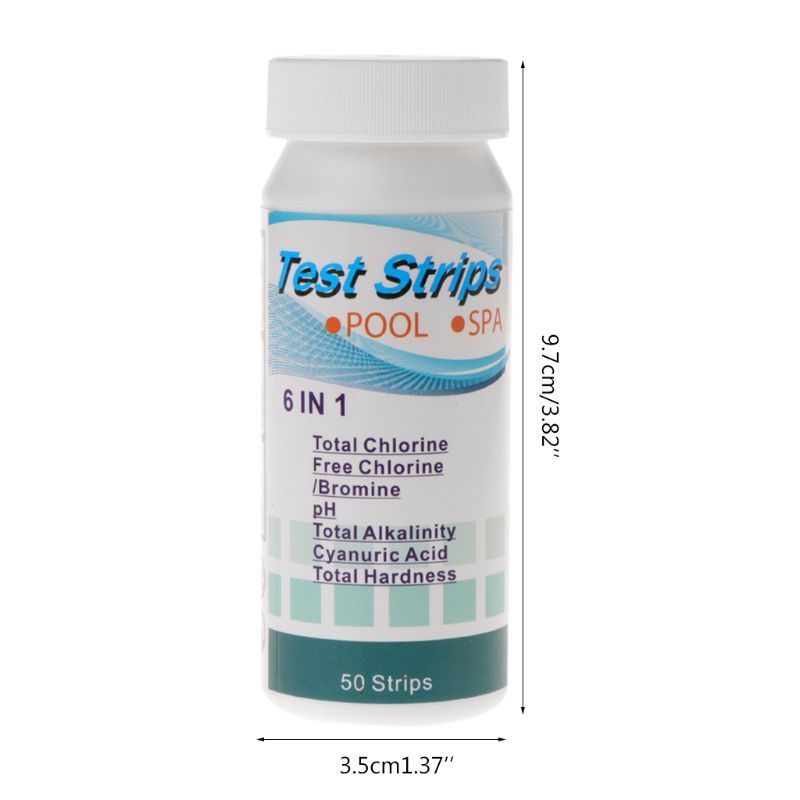 50 Strips 6 In 1 Water Quality Test Strips Pond Test Paper Chlorine PH Alkalinity Water Hardness Meter For Swimming Pool