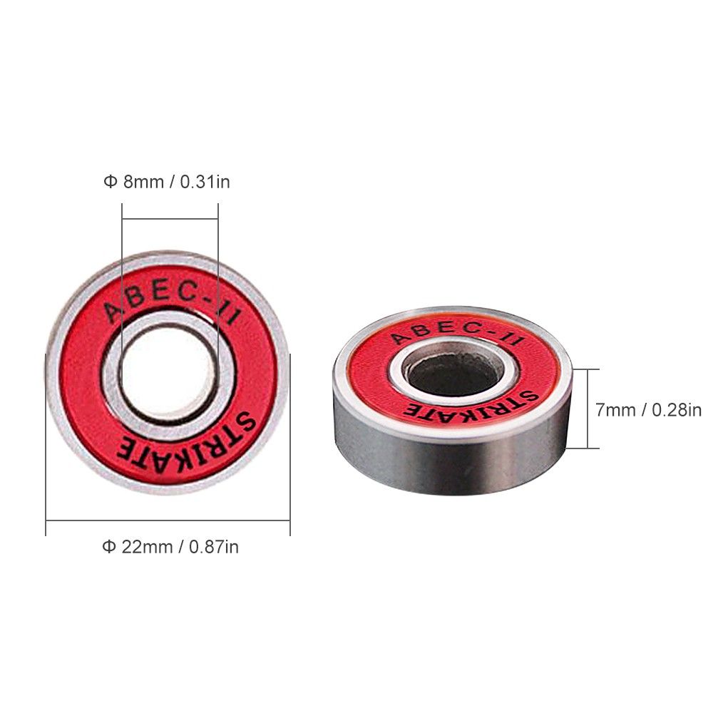8 Pack Skateboard Bearings High Speed Low Noise Longboard