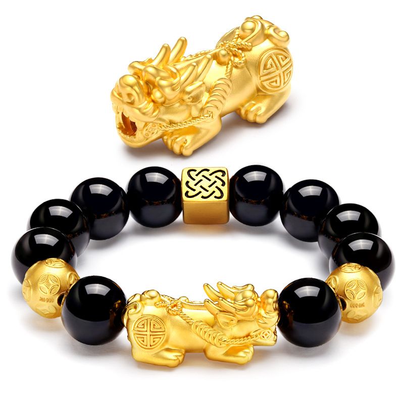 Mens Feng Shui Black Obsidian Wealth Bracelet