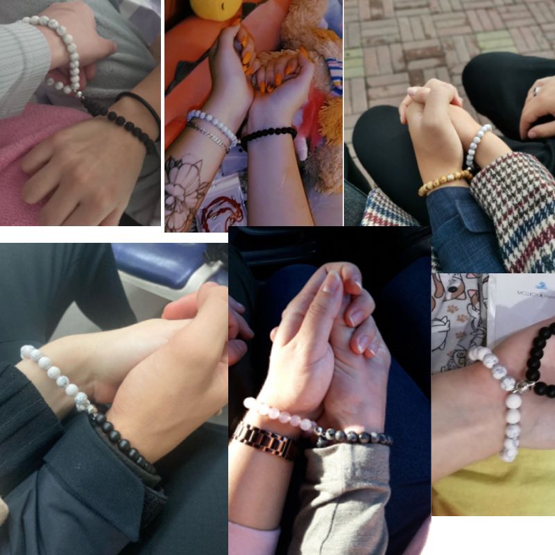 2Pcs/Set Couple Magnetic Ball Bracelets Gift For Best Friends Lovers Valentines