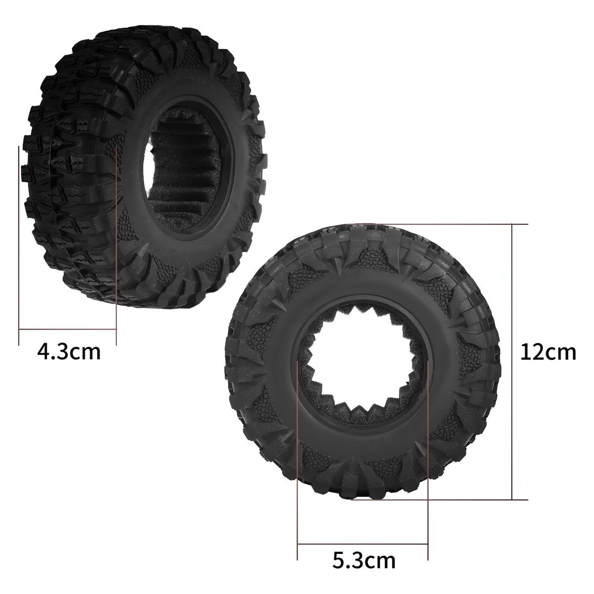 4PCS Crawler RC Tires RC Crawler Rubber Tires Compatible with Traxxas Hsp Redcat Rc4wd  Axial scx10 D90 Hpi RC Car
