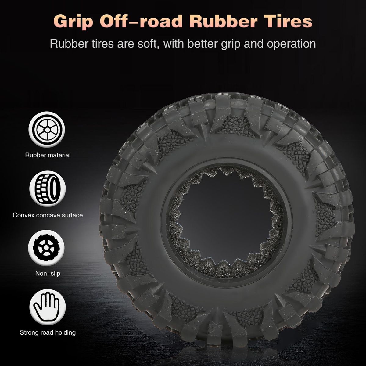 4PCS Crawler RC Tires RC Crawler Rubber Tires Compatible with Traxxas Hsp Redcat Rc4wd  Axial scx10 D90 Hpi RC Car