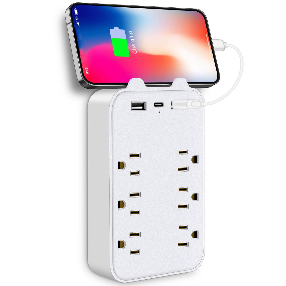 9-in-1 Surge Protector 6-Outlet Extender With 2 USB & 1