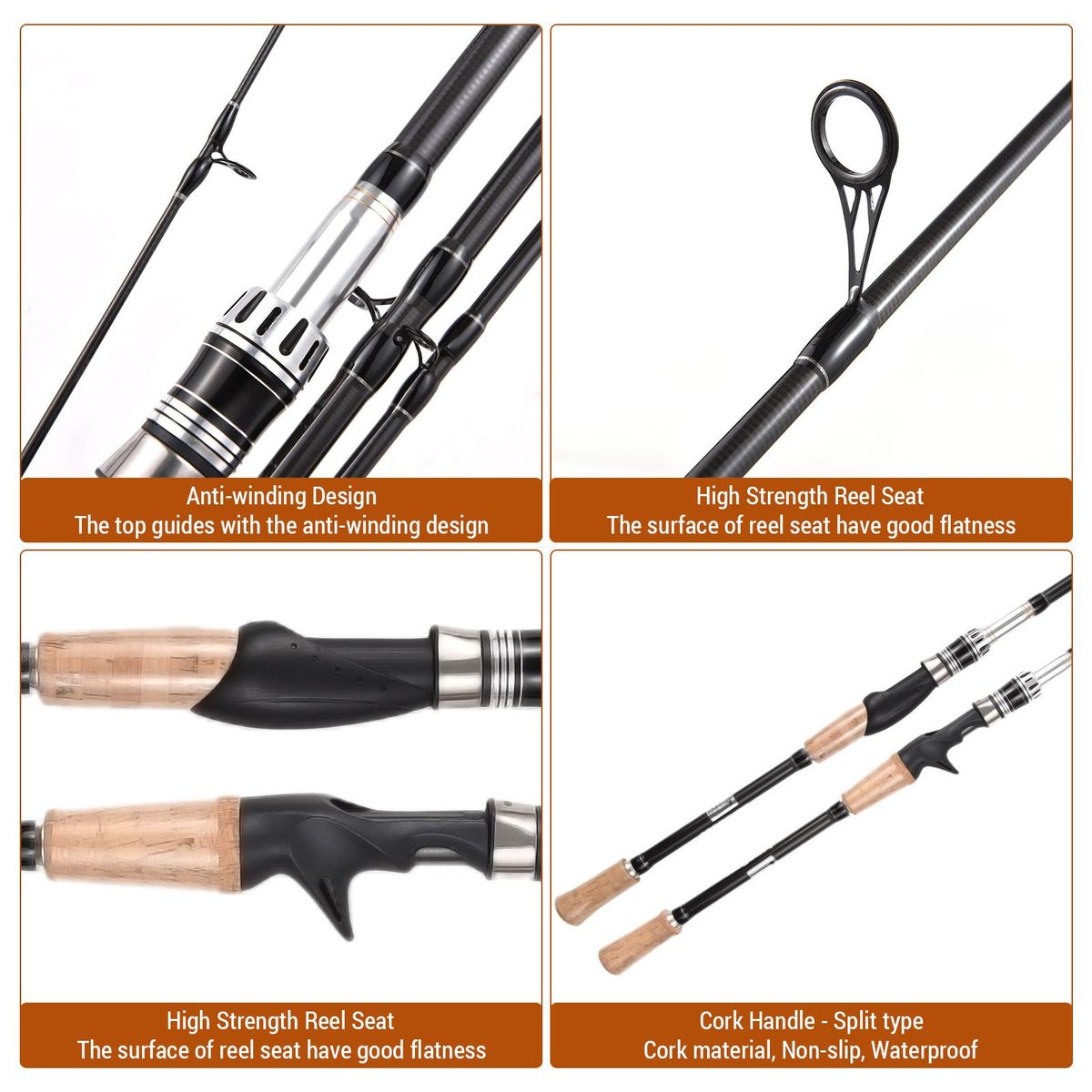 Fishing Rod for Freshwater and Saltwater Fishing 4-Section 2.1m / 2.4m Spinning Rod Casting Rod