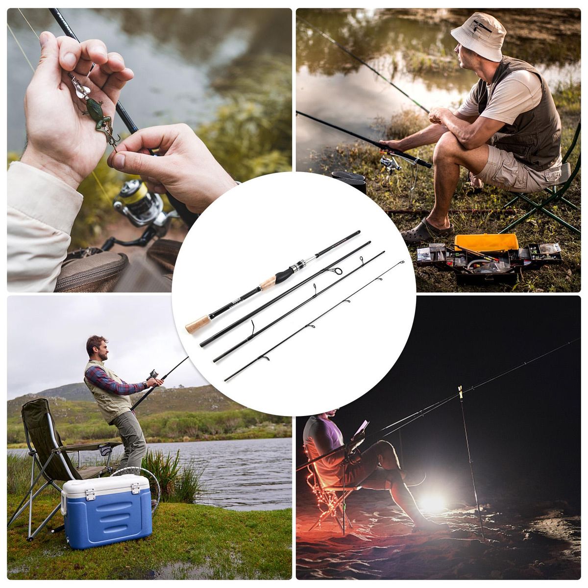 Fishing Rod for Freshwater and Saltwater Fishing 4-Section 2.1m / 2.4m Spinning Rod Casting Rod