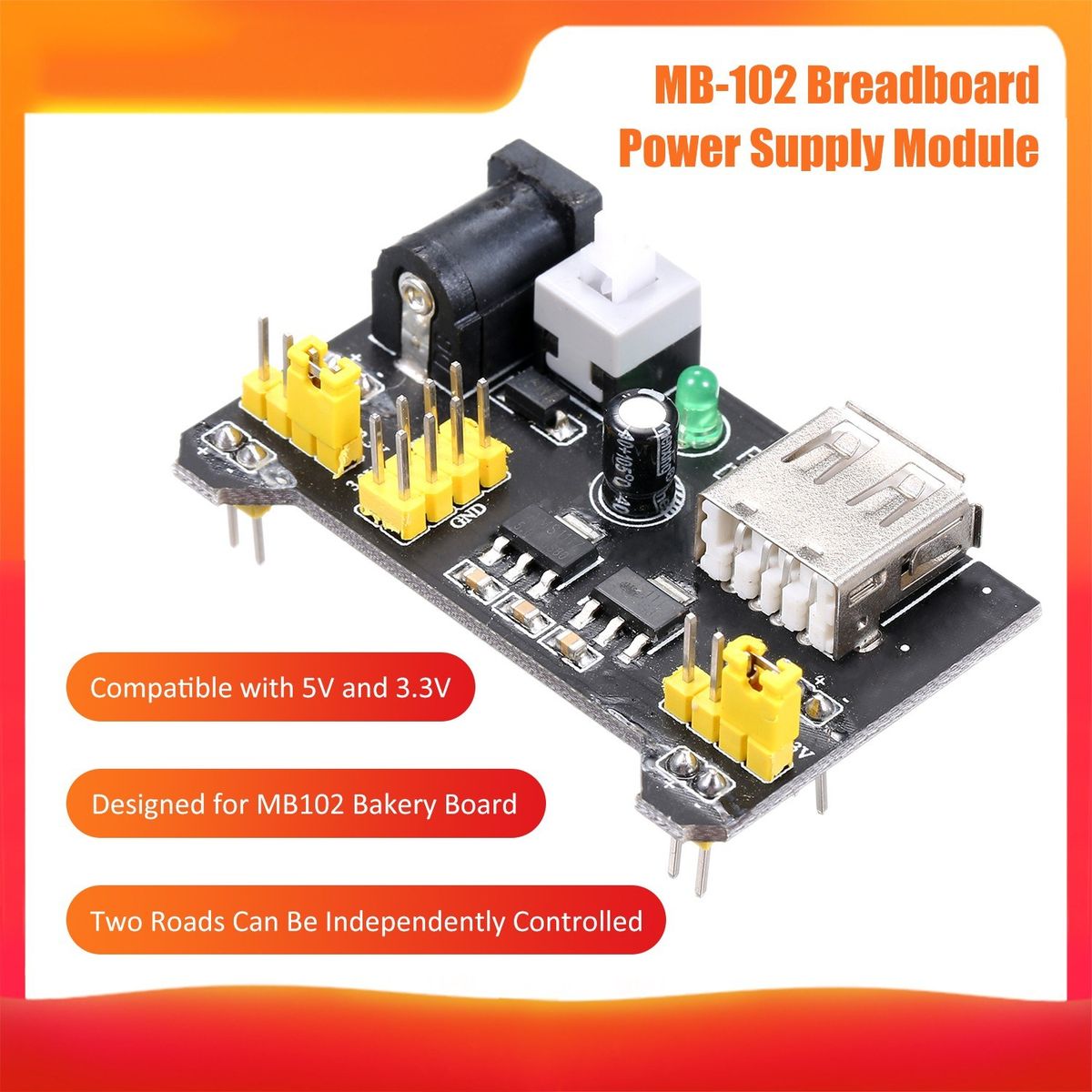MB-102 Breadboard Power Supply Module 3.3V/5V For Solderless