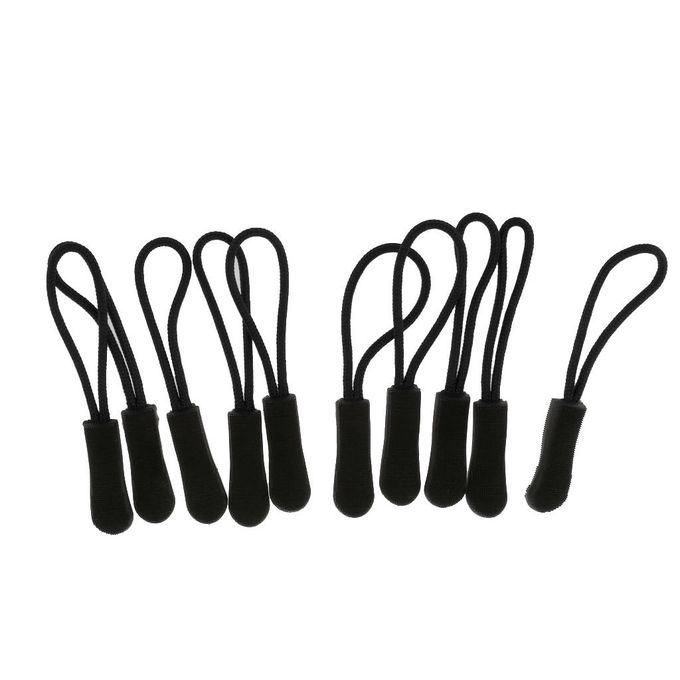 10x Zip Pullers Zipper Pulls Replacement Broken Zip Cord Black