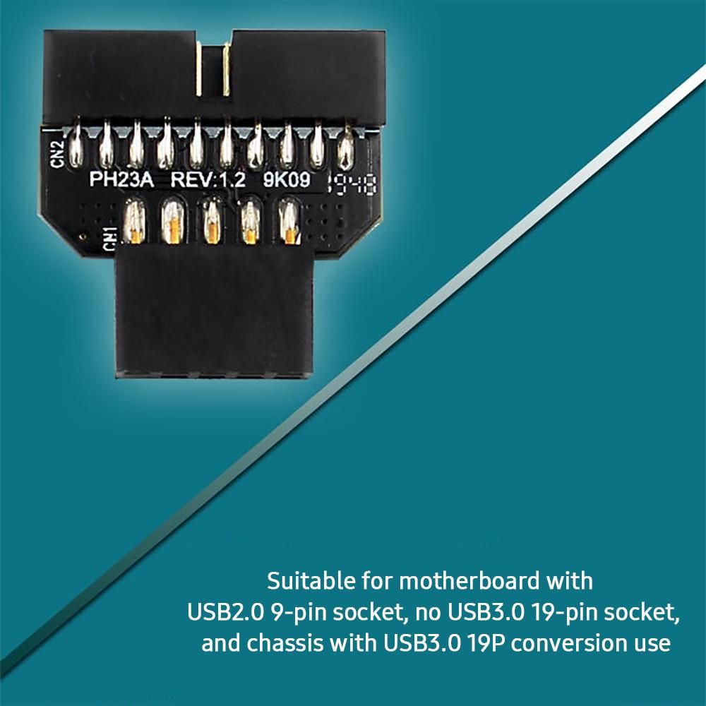 Computer Motherboard USB2.0 9-pin to USB3.0 19P Front Panel Connector Adapter Small Size Plug and Play for Computer Hardware