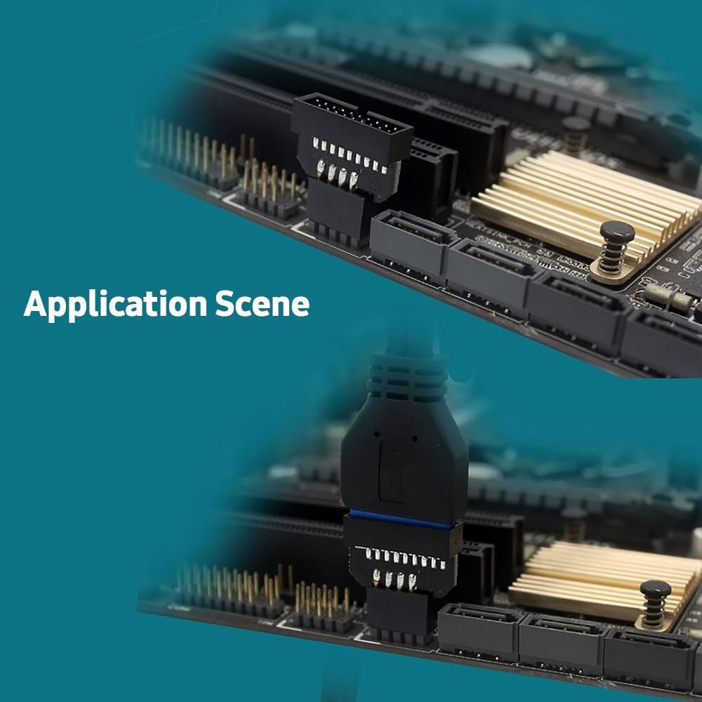 Computer Motherboard USB2.0 9-pin to USB3.0 19P Front Panel Connector Adapter Small Size Plug and Play for Computer Hardware