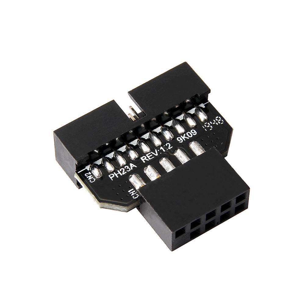 Computer Motherboard USB2.0 9-pin to USB3.0 19P Front Panel Connector Adapter Small Size Plug and Play for Computer Hardware