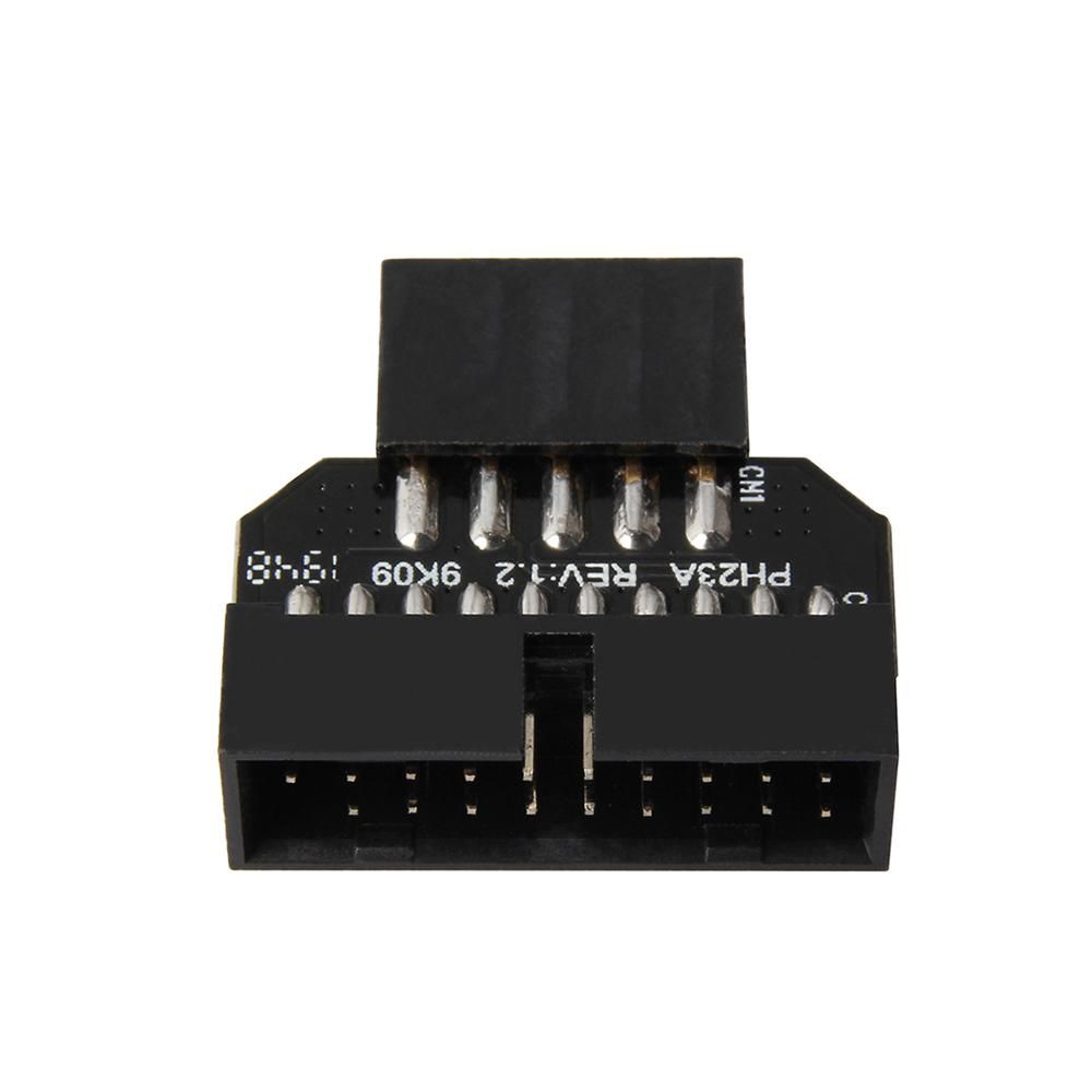 Computer Motherboard USB2.0 9-pin to USB3.0 19P Front Panel Connector Adapter Small Size Plug and Play for Computer Hardware