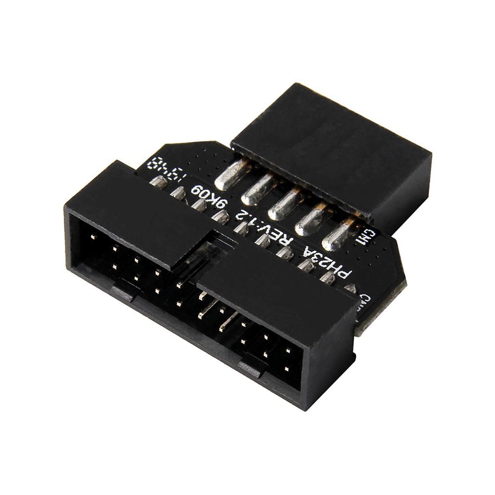 Computer Motherboard USB2.0 9-pin to USB3.0 19P Front Panel Connector Adapter Small Size Plug and Play for Computer Hardware