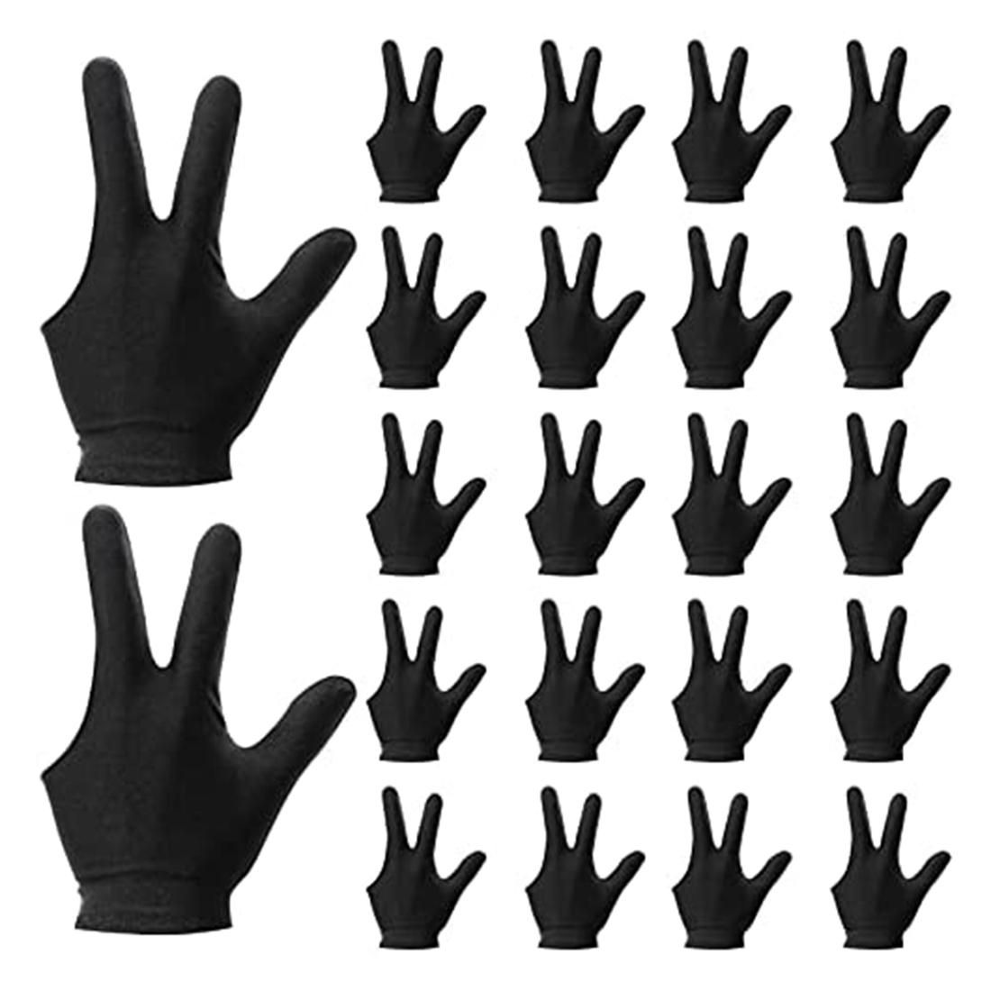 22 Pieces Billiard Gloves 3 Finger Cue Shooter Pool Gloves Sport Gloves for Women&Men Both Left and Right Hand,Black