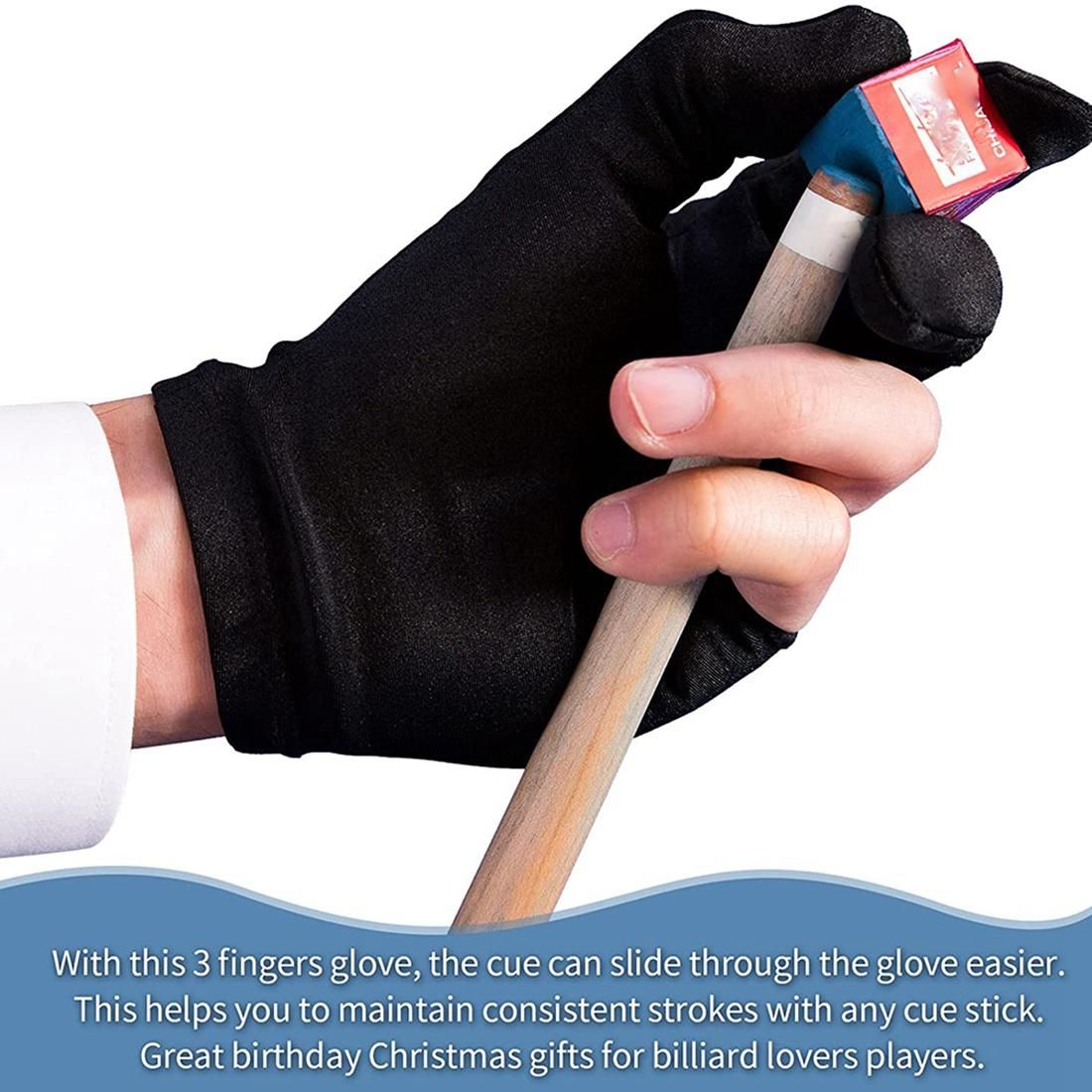 22 Pieces Billiard Gloves 3 Finger Cue Shooter Pool Gloves Sport Gloves for Women&Men Both Left and Right Hand,Black