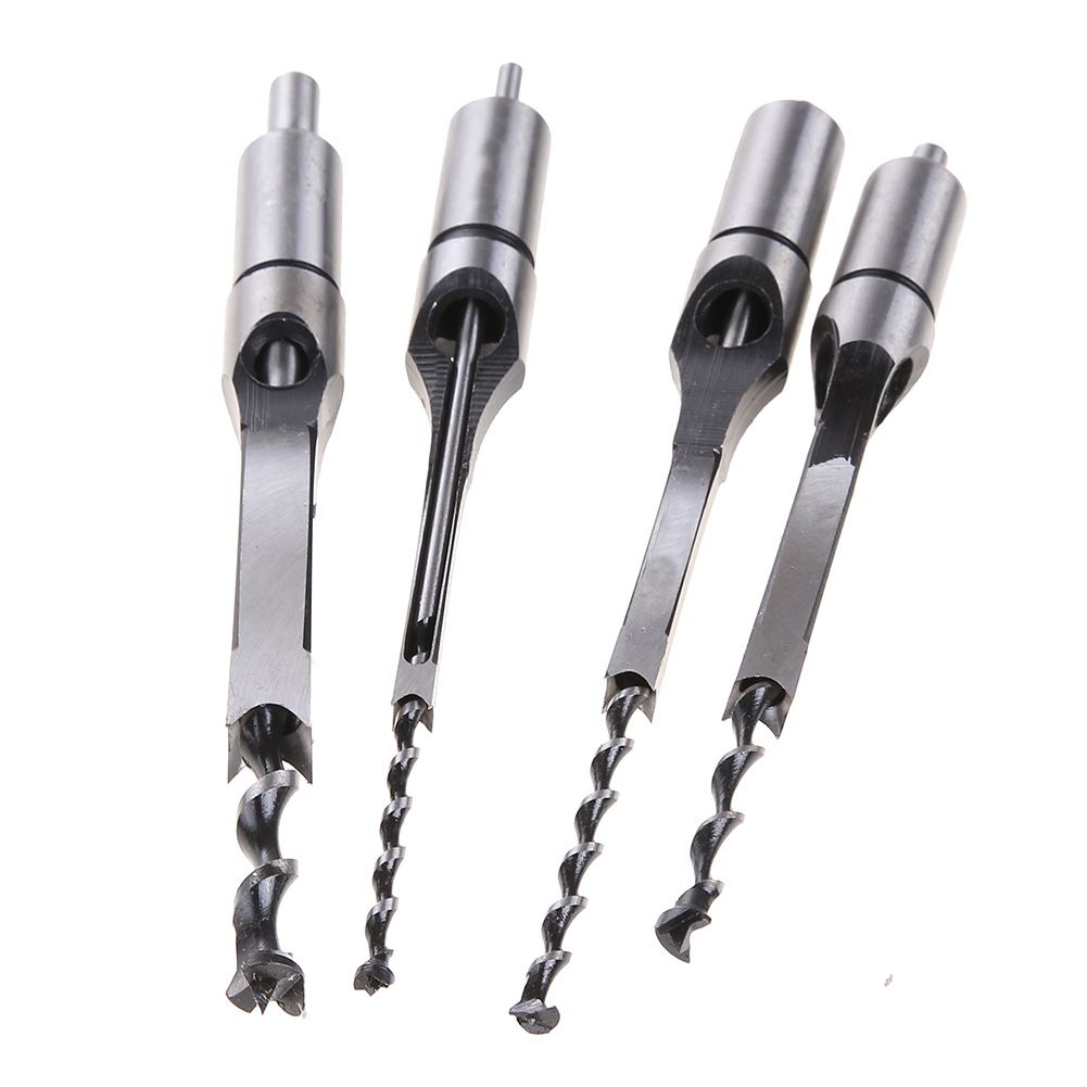 Woodworking square hole drill British lengthened woodworking open square hole square tenon machine with square hole drill bit 4PC set