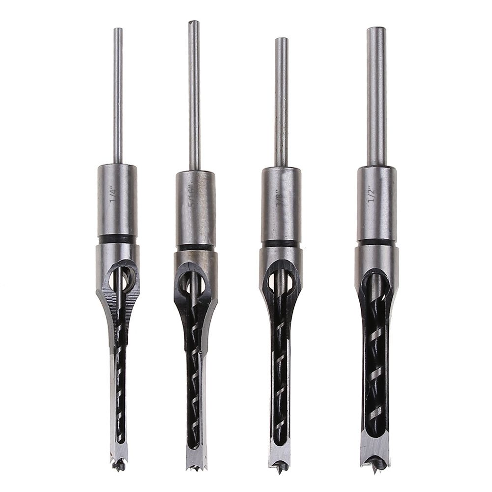 Woodworking square hole drill British lengthened woodworking open square hole square tenon machine with square hole drill bit 4PC set