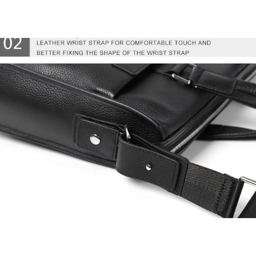 Male Computer 15.6" Briefcase Business Leather Men's Bag - Black