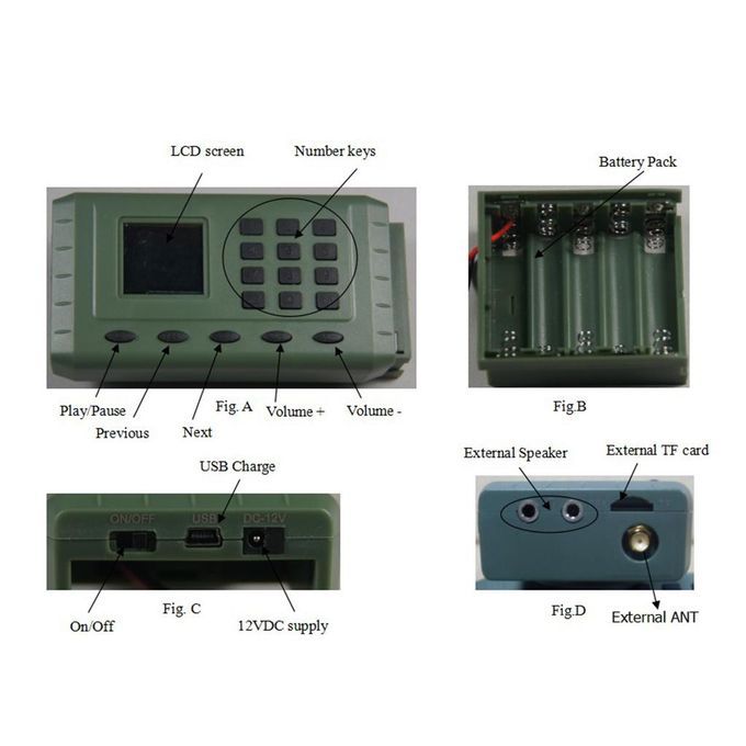 Wireless Bird Caller Decoy Speaker MP3 Player
