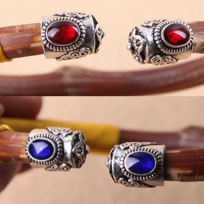 6x Tube Leather Cord Bracelet Bangle End   Beads Tip Jewelry Red