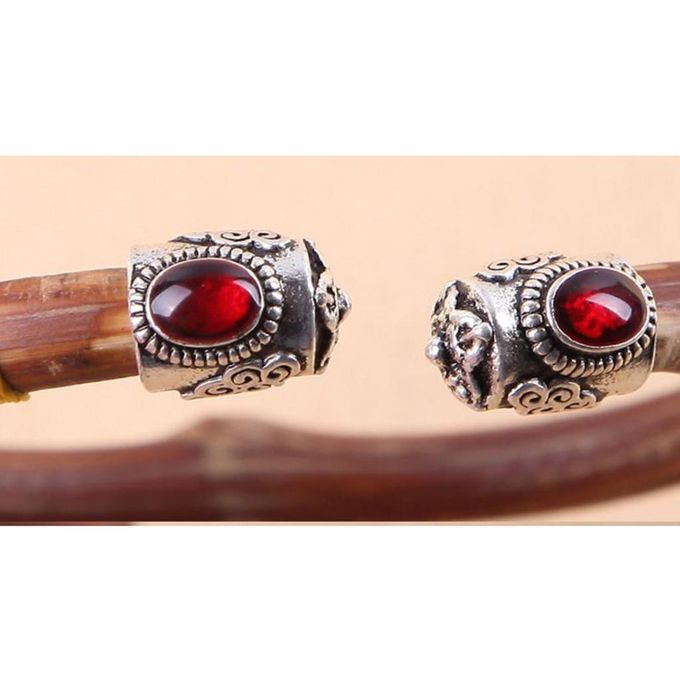 6x Tube Leather Cord Bracelet Bangle End   Beads Tip Jewelry Red