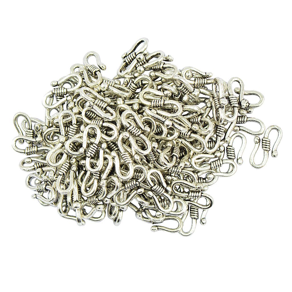 100x Necklace Pendant Connector Clasp Claw Charms S Shape Hook Jewelry