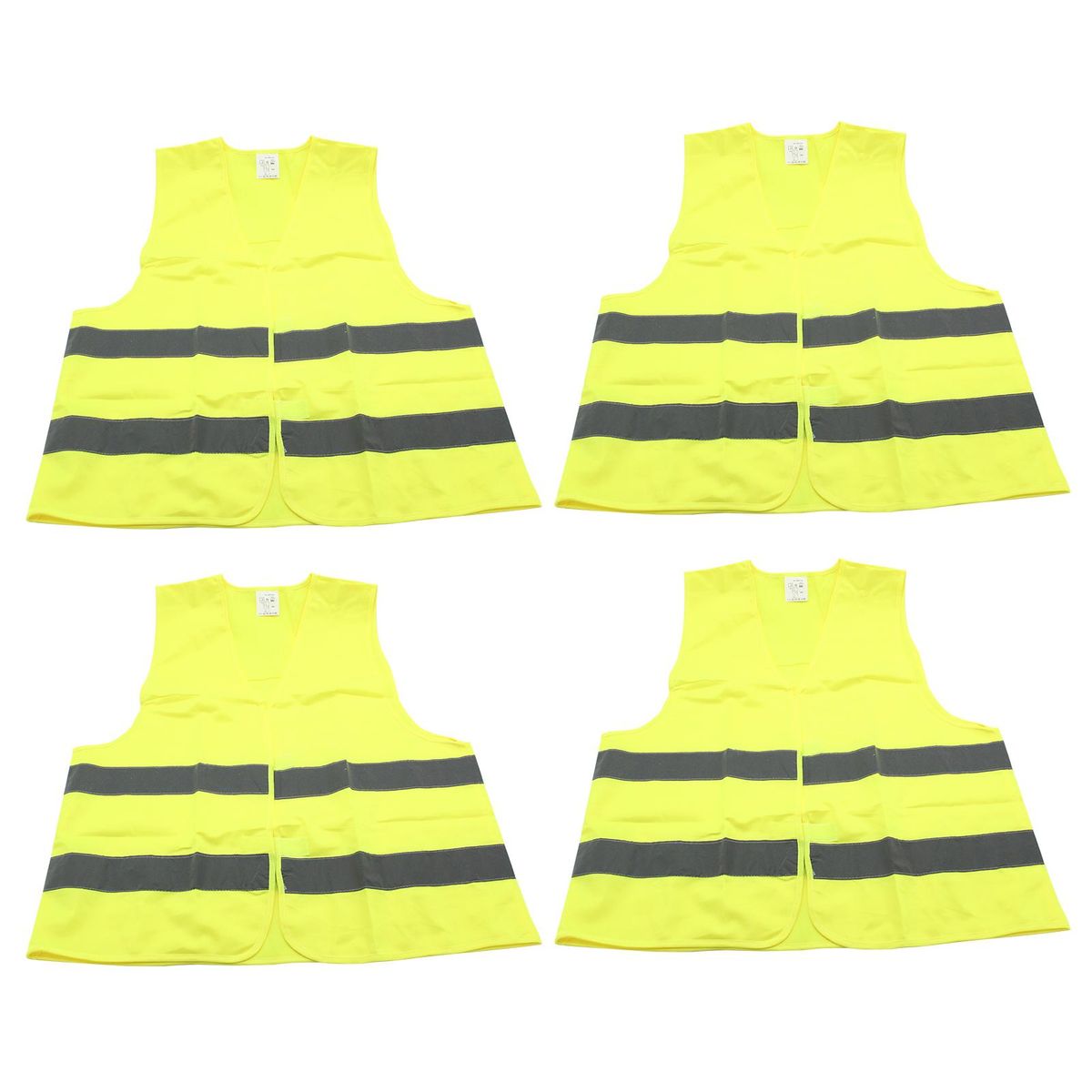 4 Pcs High Visibility Safety Vest Car EN471 Reflective Vest for Traffic Work, Surveyor and Security Guard with 2 Reflective Strips