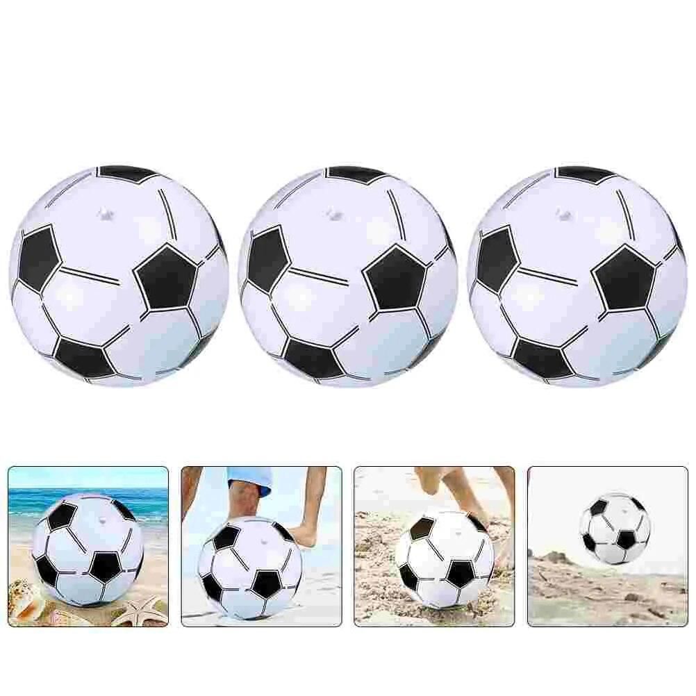3 Pcs Big Inflatable Pool Beach Soccer Football Balls Lightweight Sports Floating Toddler Bouncy Unkillable