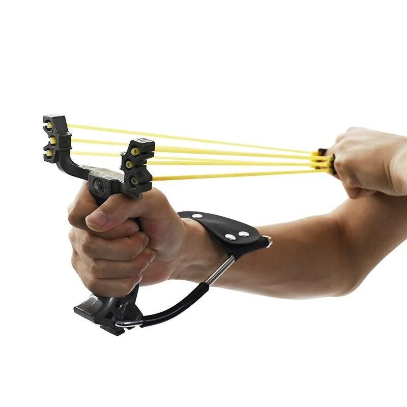 New Folding Wrist Slingshot Shooting Toy Slingshot Belt Rubber Belt Traditional Hunting Slingshot High-power Sports Catapult