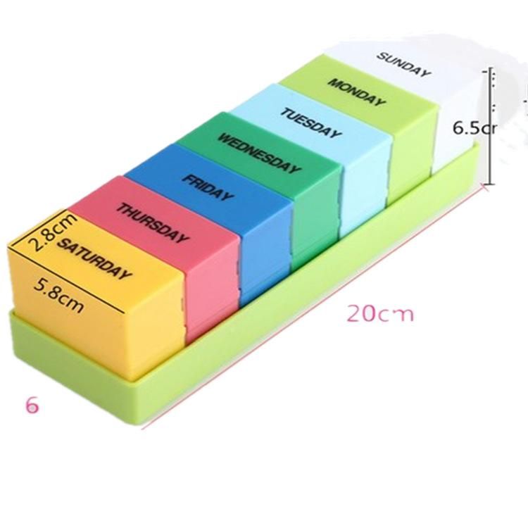 The largest 28-grid pill box Color pill boxes 7 4-grid pill boxes Portable pill boxes green english