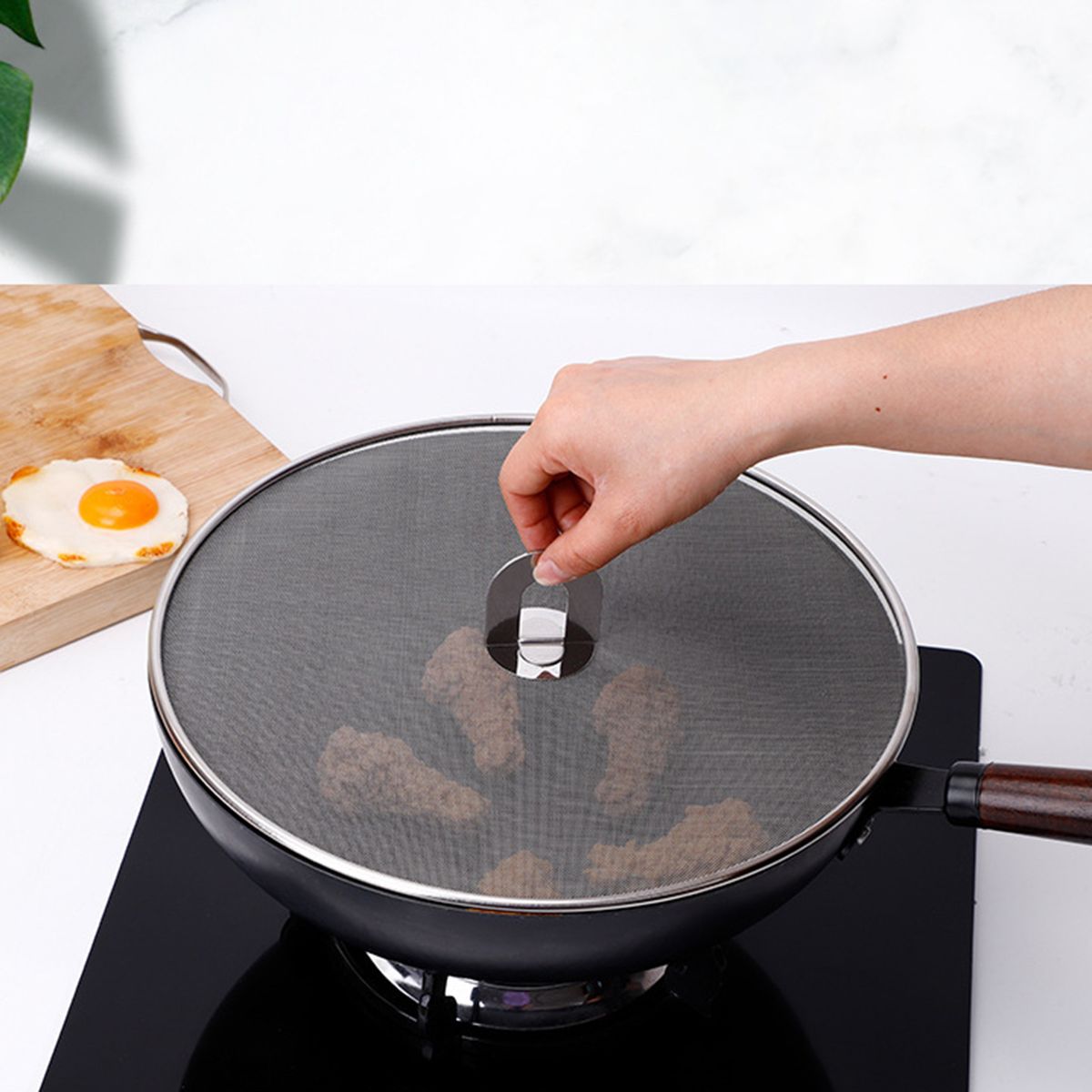 Foldable Handle Oil Splatter Screen Anti-slip Stainless-