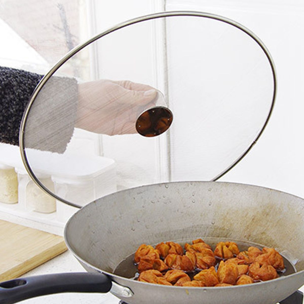 Foldable Handle Oil Splatter Screen Anti-slip Stainless-