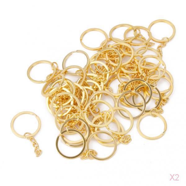 Pack Of 100 Blank Keyrings Key Chain  Golden