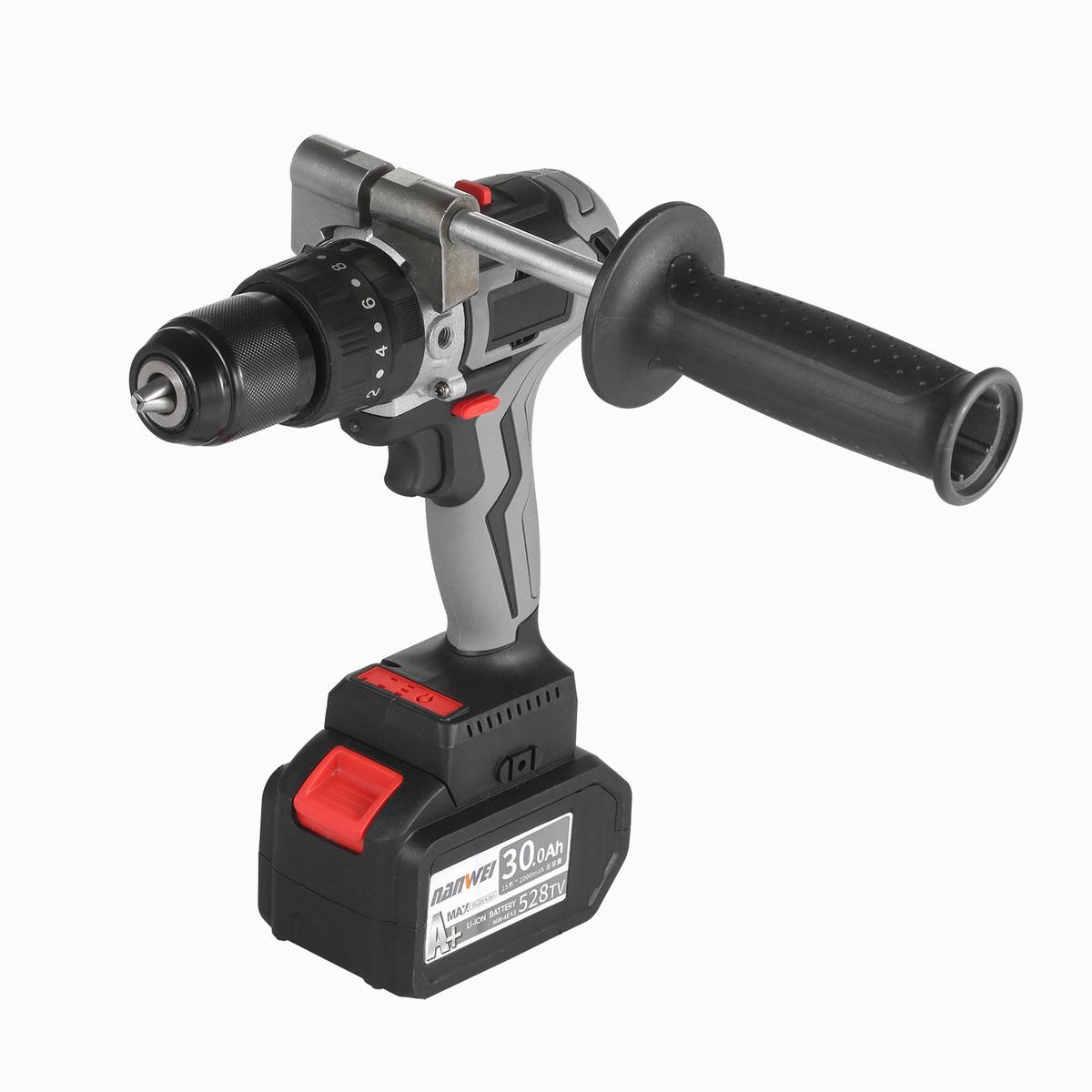 Cordless Drill Driver 21V 6.0A Battery Max Torque 200N.m 1/2 Inch Metal Keyless Chuck 20+3 Position 0-1550RMP Variable Speed Impact Hammer Drill Screwdriver With Plastic Tool Box