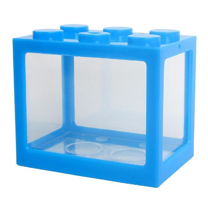 2 Pieces Aquarium Fish Tank Mini Building Blocks Spider Box Home Blue