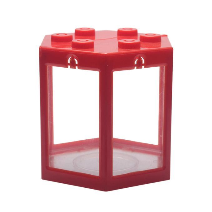 Mini Aquarium Stackable Fish Tank   LED Lamp Light Betta Square Red