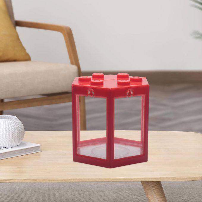 Mini Aquarium Stackable Fish Tank   LED Lamp Light Betta Square Red