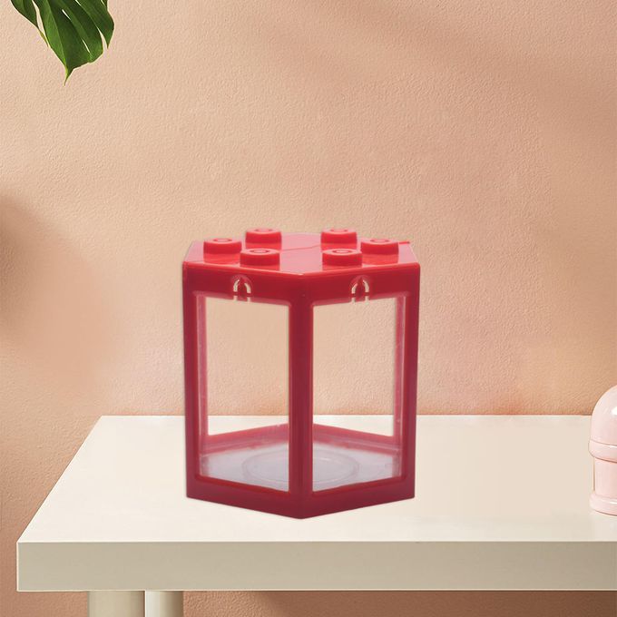 Mini Aquarium Stackable Fish Tank   LED Lamp Light Betta Square Red