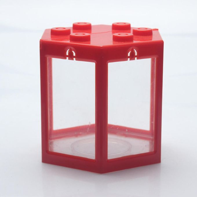 Mini Aquarium Stackable Fish Tank   LED Lamp Light Betta Square Red