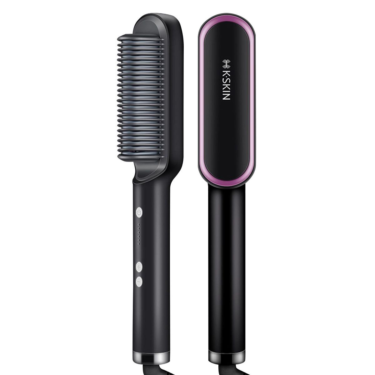 Hair Straightener Brush for Woman Hair Styling 2-in-1 Ionic Straightening Brush Hot Curler Comb with Anti-Scald Feature 5 Temperature Levels Adjustable