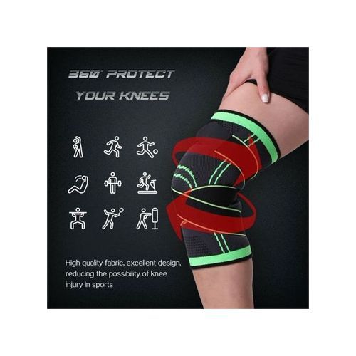 Green Knee Protective Padding Sports Pressure Strap Fitness