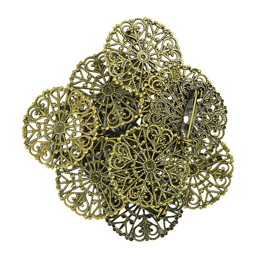 2X 10 Pieces Filigree Flower Blank Brooch Settings Lapel Pin Safety