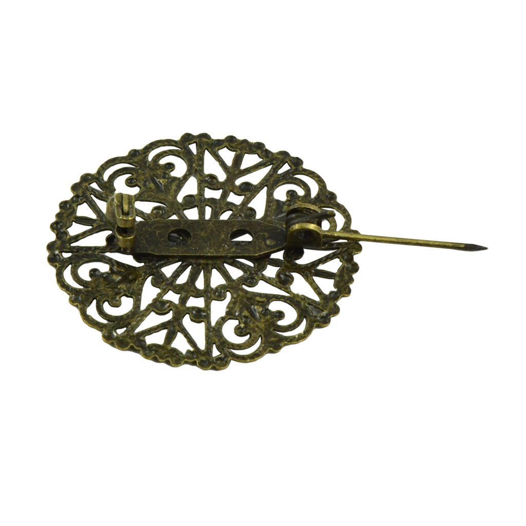 2X 10 Pieces Filigree Flower Blank Brooch Settings Lapel Pin Safety